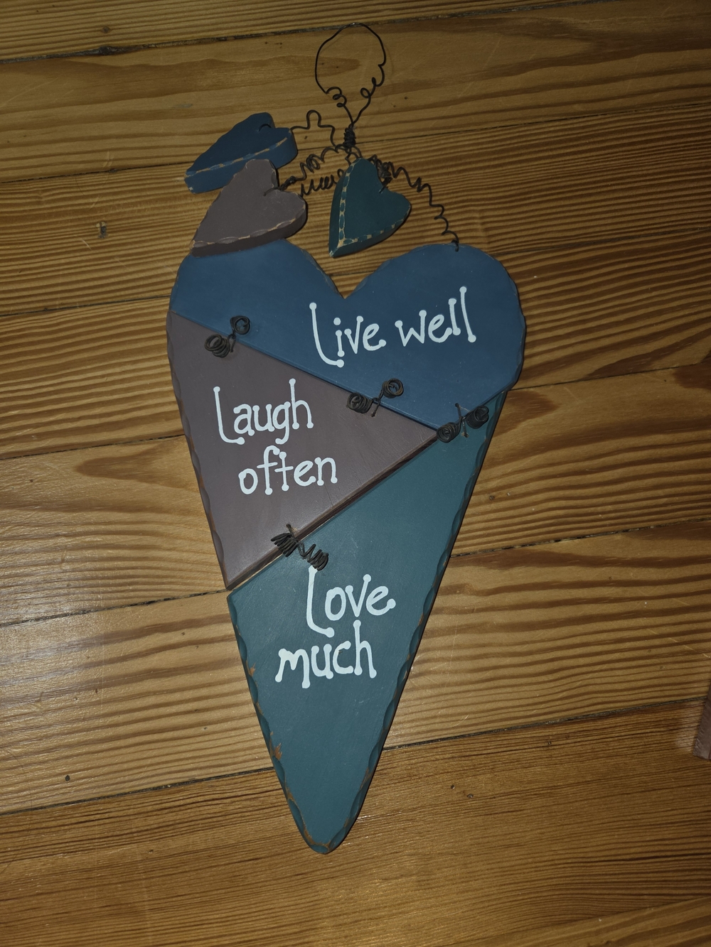 Live Well Laugh Often Love Much Country Red, Green & Blue Heart Wall Decor